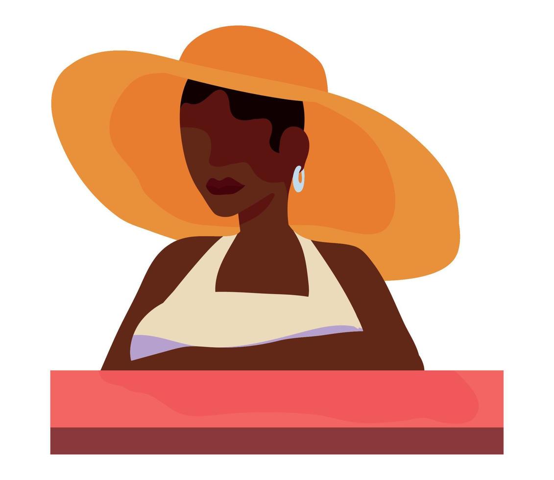 femme afro avec chapeau vecteur