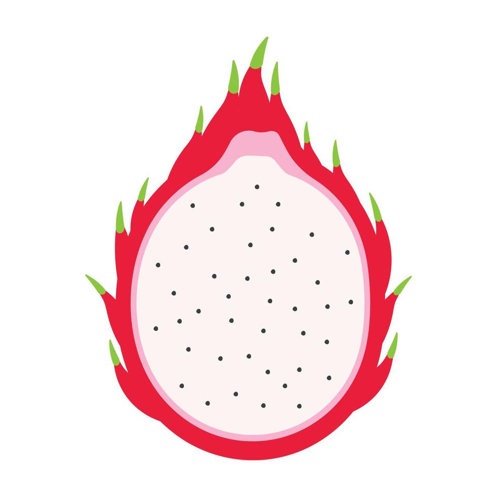 tranche de fruit du dragon dessiné à la main fruits animés icône clipart illustration vectorielle vecteur