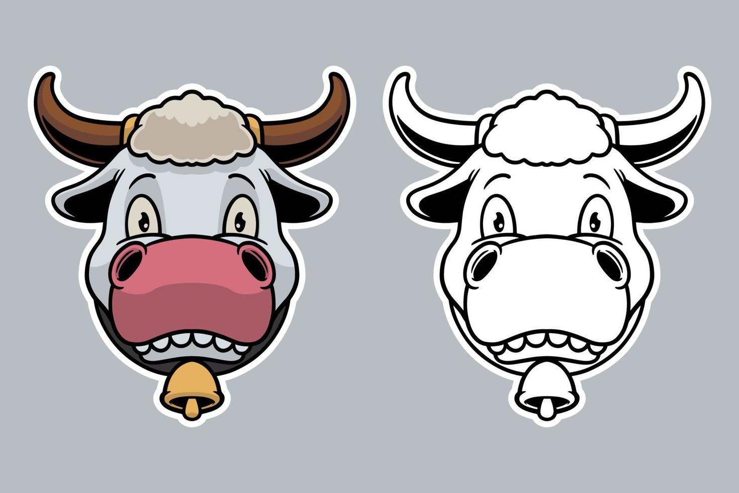 tête de vache mascotte vector illustration cartoon style