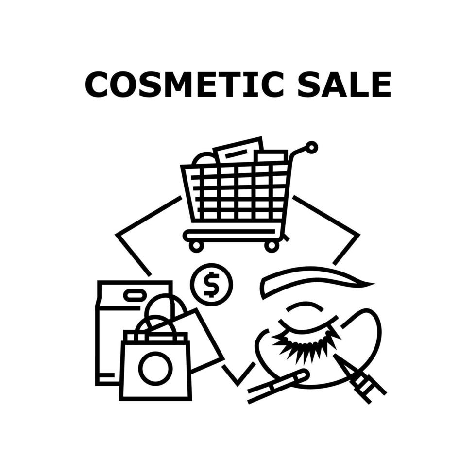 illustration noire de concept de vecteur de vente cosmétique