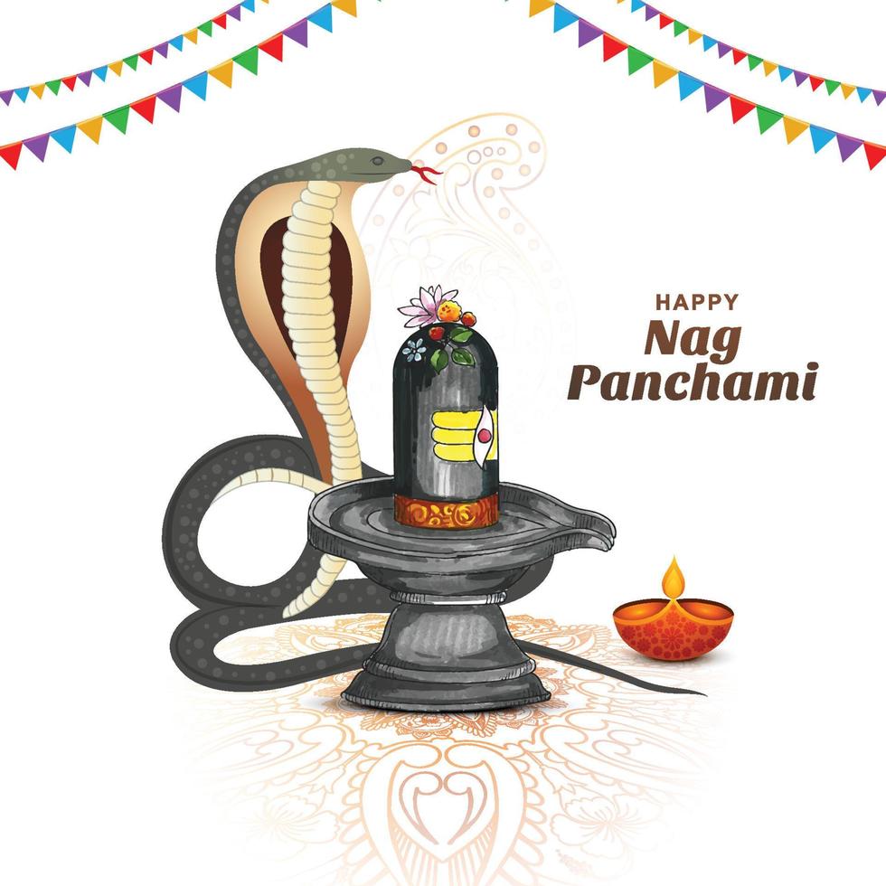 belle carte nag panchami sur fond de célébration du festival indien vecteur