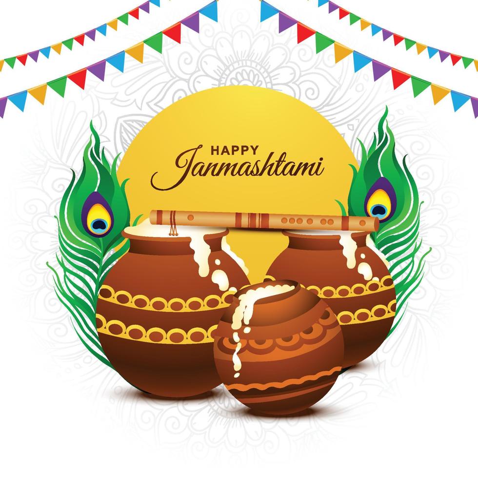 illustration de la célébration de dahi handi sur fond de carte de vacances joyeux janmashtami vecteur