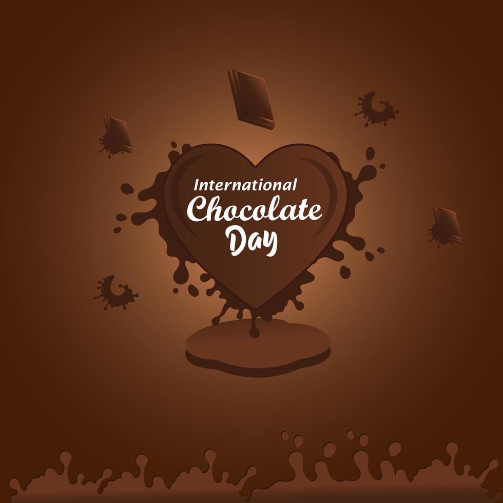journée mondiale du chocolat. carte festive avec des coeurs. fond de coeurs en chocolat. vecteur