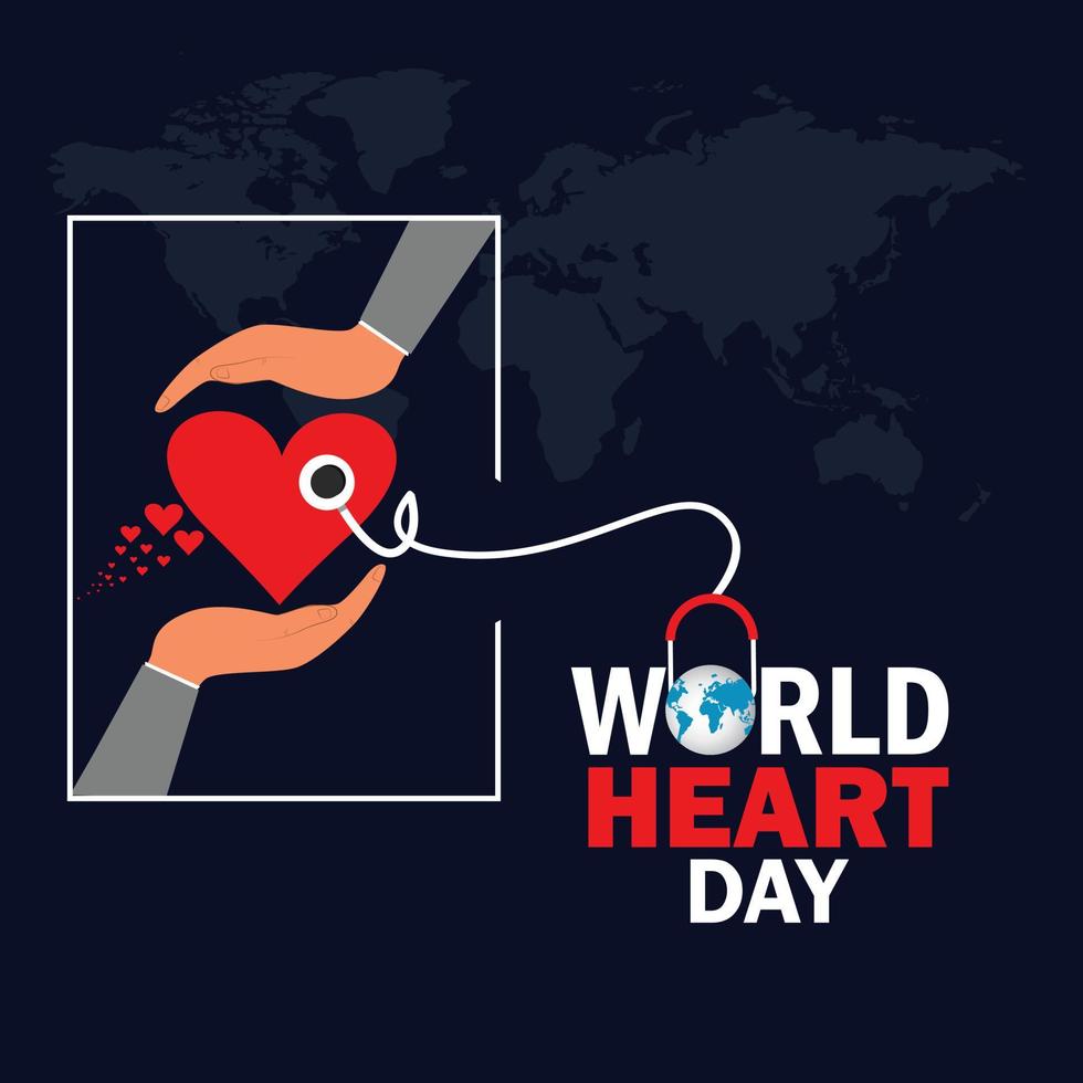 concept de la journée mondiale du cœur. 29 septembre. modèle pour l'arrière-plan, la bannière, la carte, l'affiche. illustration vectorielle. vecteur