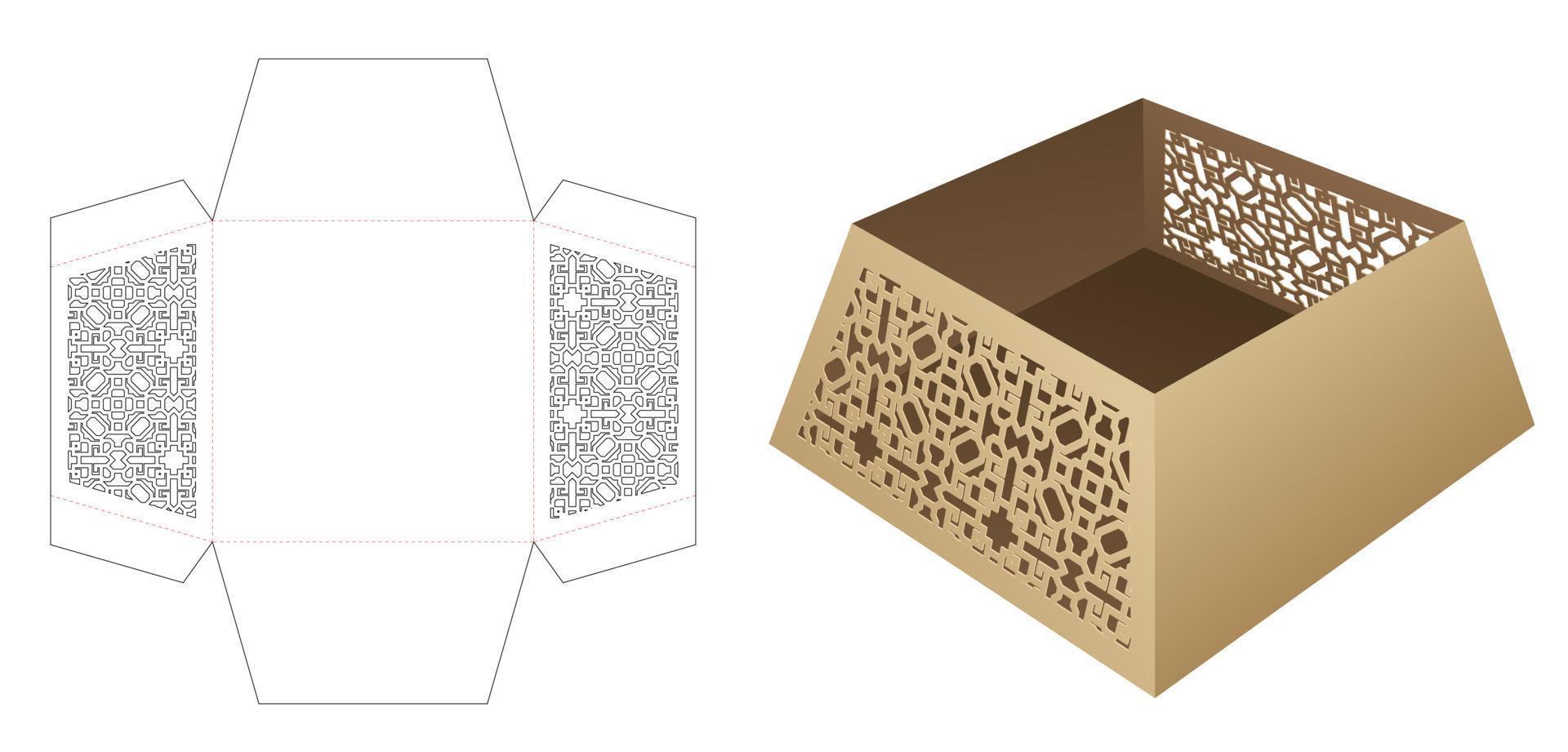 plateau trapézoïdal avec modèle découpé au pochoir et maquette 3d vecteur