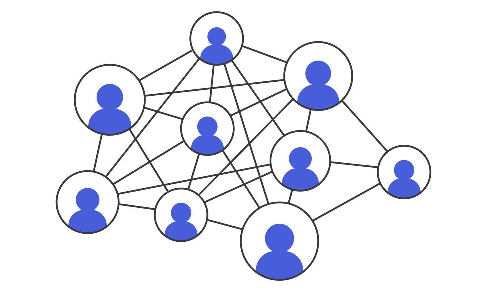 réseau social. réseau de profils reliés par des lignes. image abstraite de l'unification des personnes utilisant Internet. style plat. illustration vectorielle vecteur