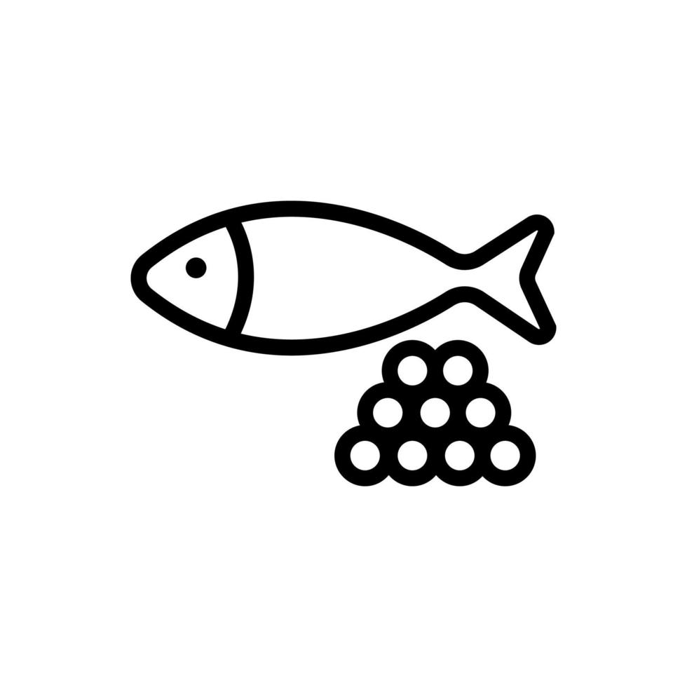 poisson, vecteur d'icône de caviar. illustration de symbole de contour isolé