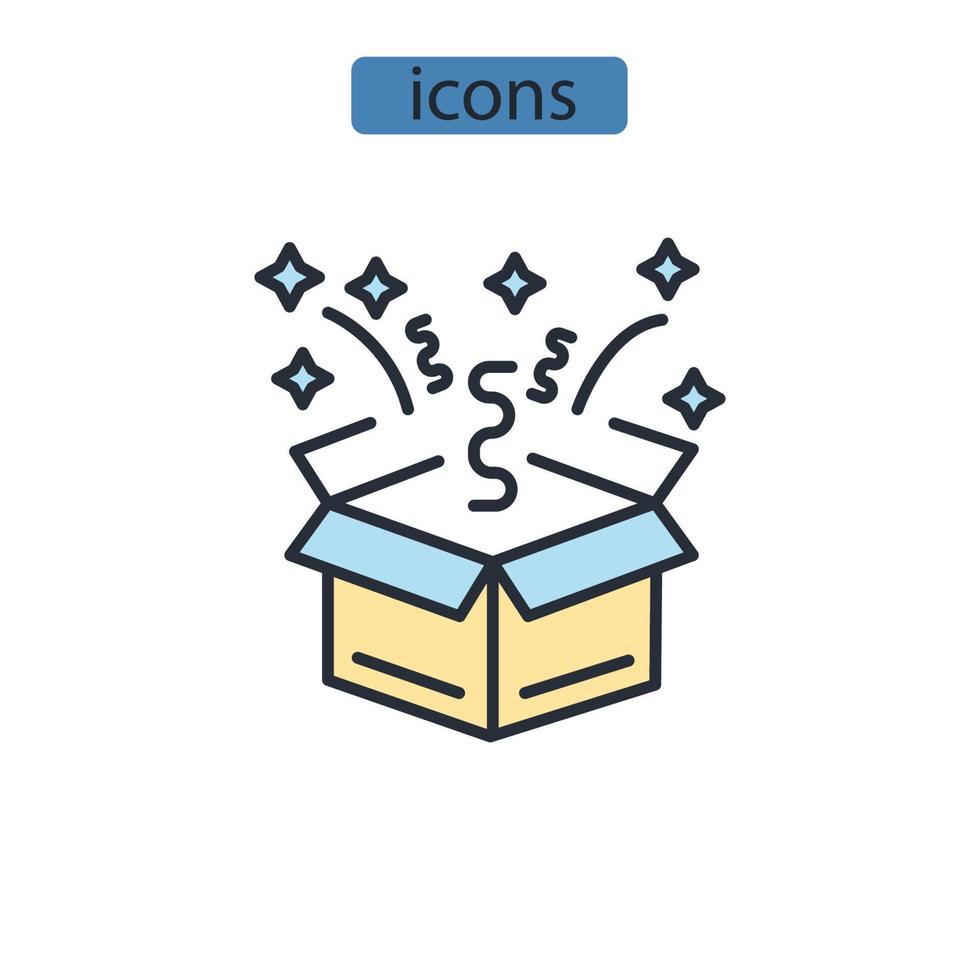 icônes de boîte surprise symbole éléments vectoriels pour le web infographique vecteur