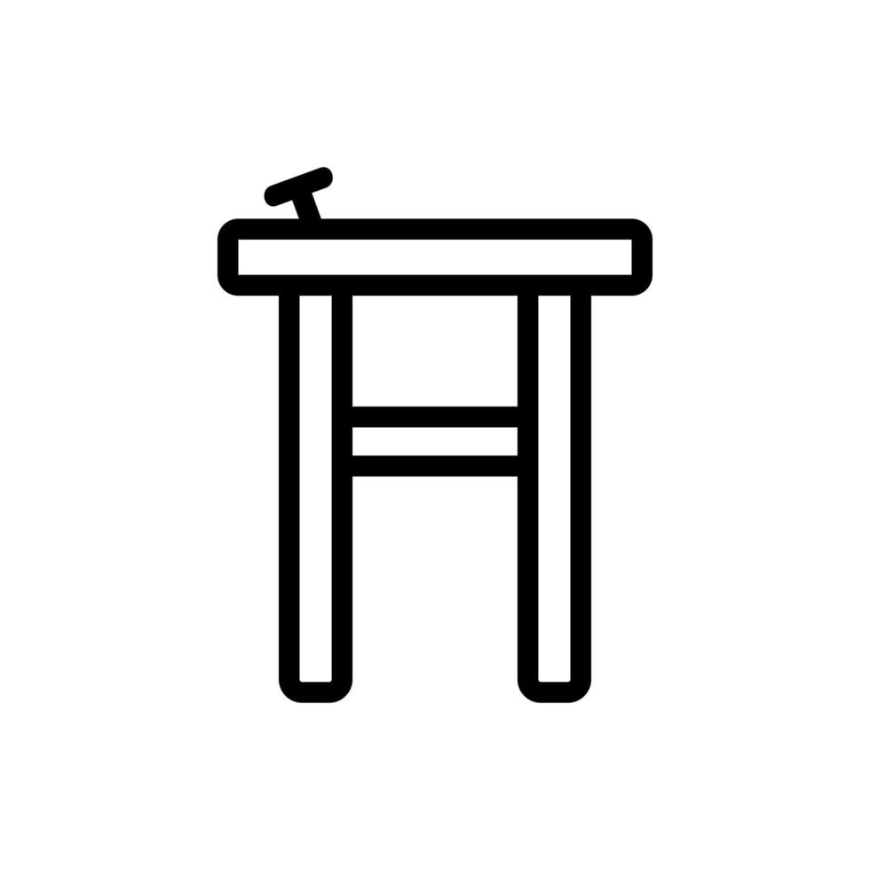 chaise en bois avec illustration de contour vectoriel icône clou
