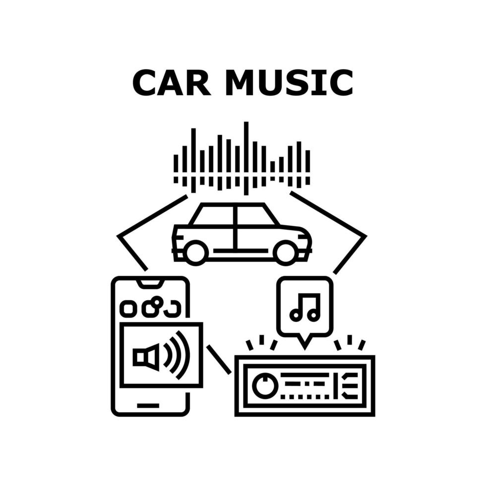 voiture, musique, électronique, concept, couleur, illustration vecteur