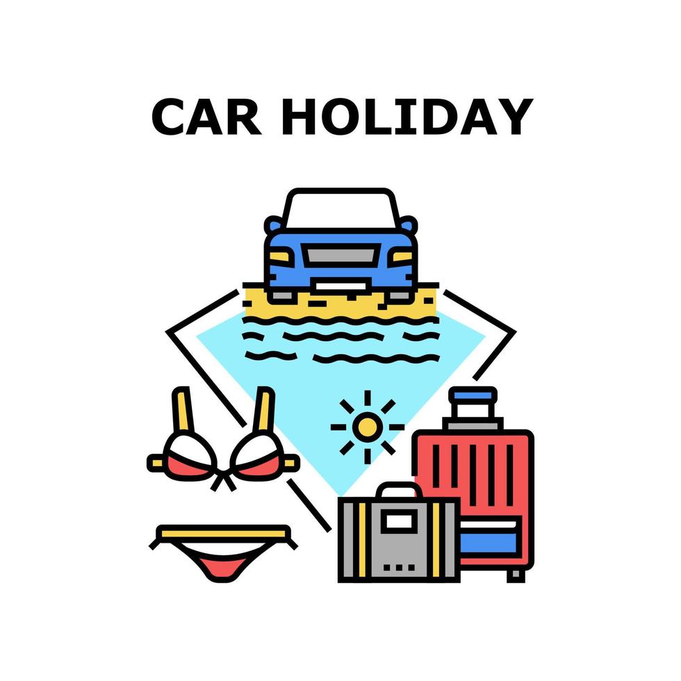 illustration de couleur de concept de vecteur de vacances de voiture