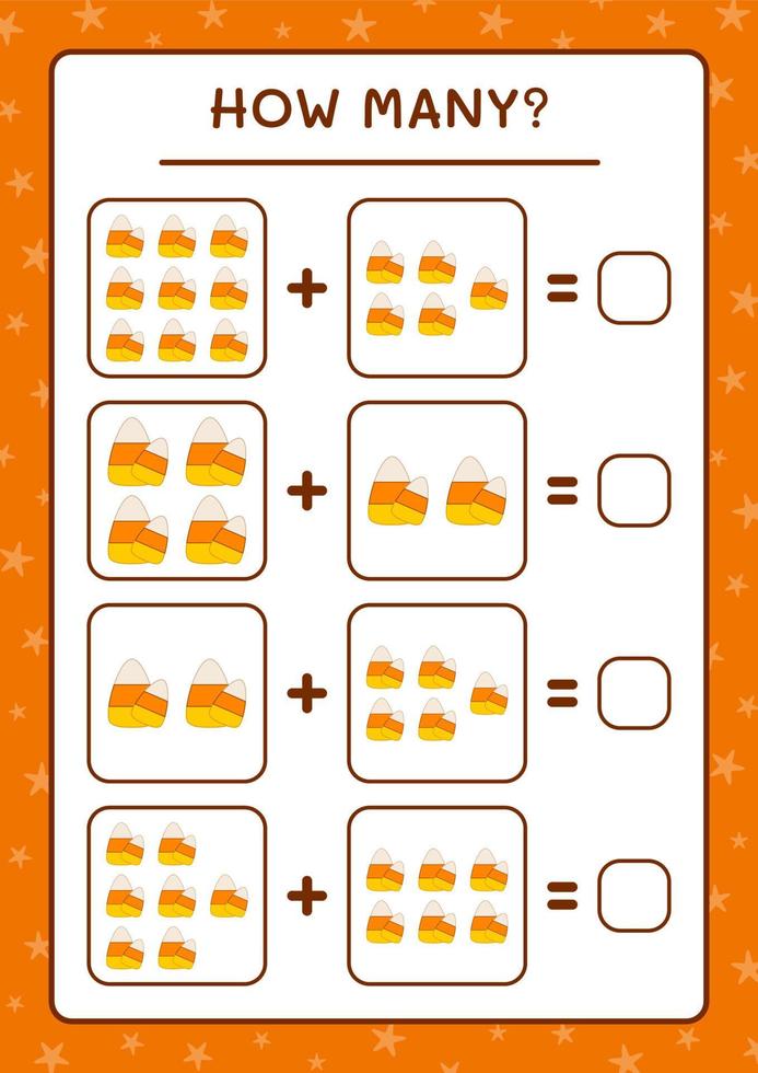 combien de bonbons, jeu pour enfants. illustration vectorielle, feuille de calcul imprimable vecteur