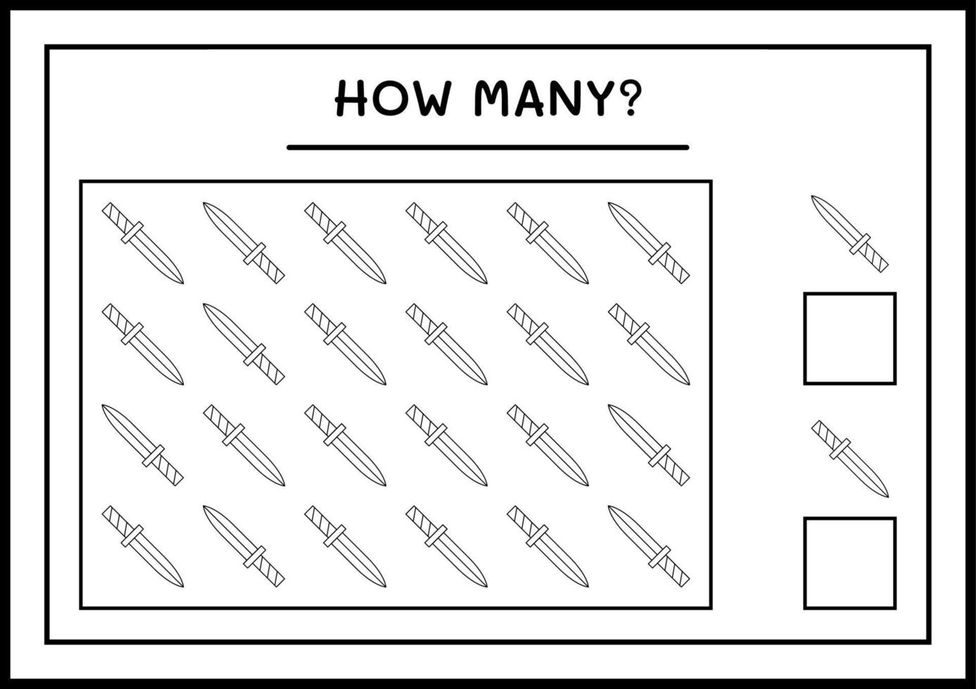 combien d'épée, jeu pour les enfants. illustration vectorielle, feuille de calcul imprimable vecteur