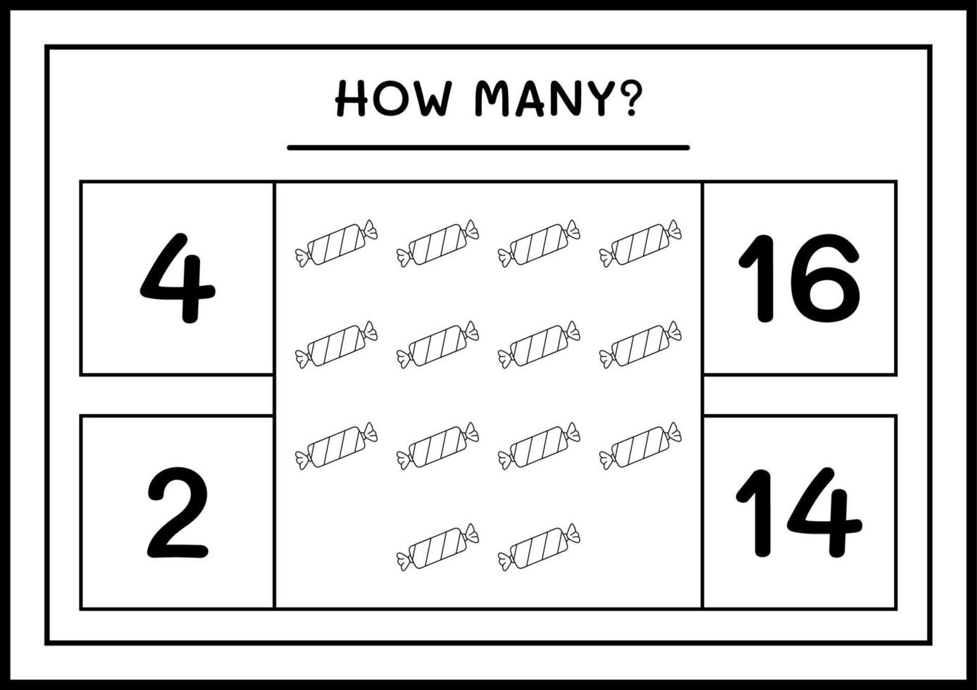 combien de bonbons de noël, jeu pour enfants. illustration vectorielle, feuille de calcul imprimable vecteur
