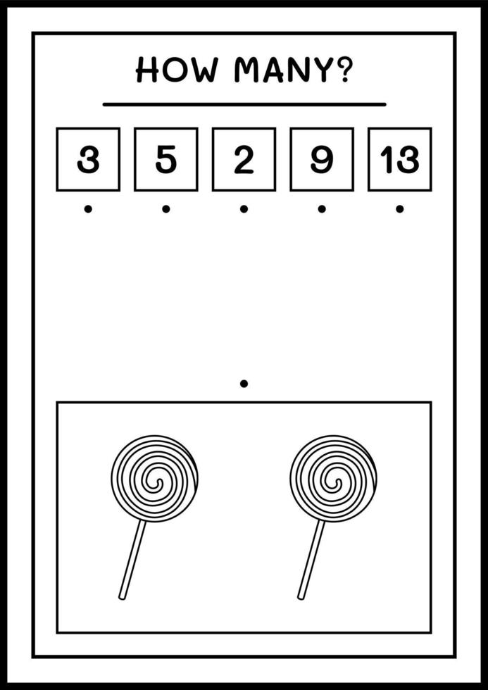 combien de sucette de noël, jeu pour enfants. illustration vectorielle, feuille de calcul imprimable vecteur