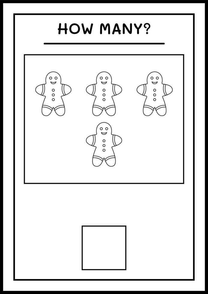 combien de biscuits au pain d'épice, jeu pour les enfants. illustration vectorielle, feuille de calcul imprimable vecteur