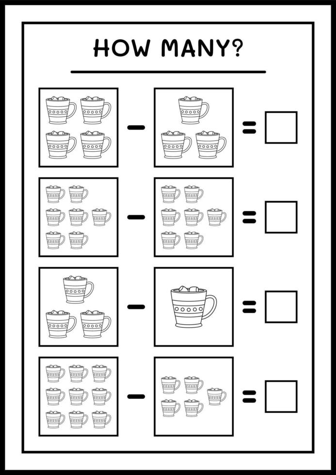 combien de tasse de noël, jeu pour enfants. illustration vectorielle, feuille de calcul imprimable vecteur