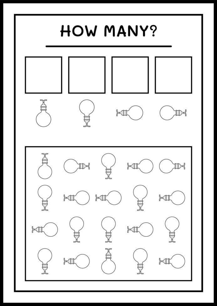 combien de lumières de noël, jeu pour enfants. illustration vectorielle, feuille de calcul imprimable vecteur