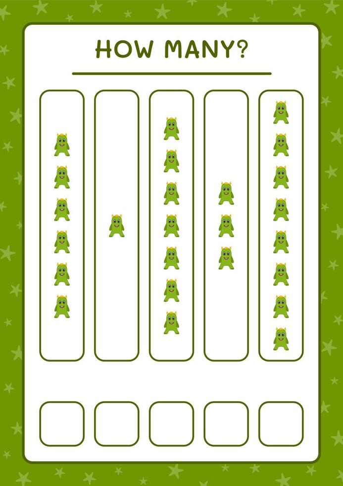 combien de monstre, jeu pour enfants. illustration vectorielle, feuille de calcul imprimable vecteur