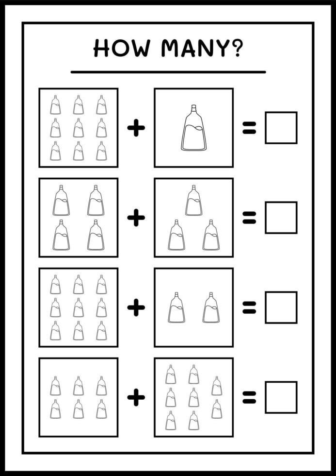 combien de bouteille de potion, jeu pour enfants. illustration vectorielle, feuille de calcul imprimable vecteur