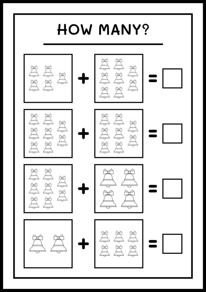 combien de cloche de noël, jeu pour enfants. illustration vectorielle, feuille de calcul imprimable vecteur