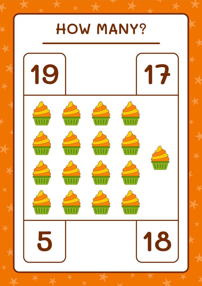 combien de cup cake, jeu pour enfants. illustration vectorielle, feuille de calcul imprimable vecteur