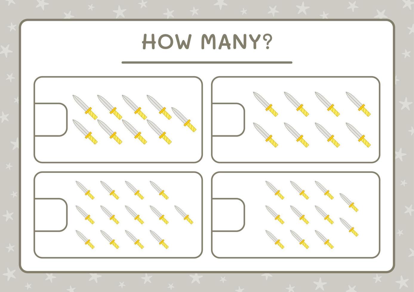 combien d'épée, jeu pour les enfants. illustration vectorielle, feuille de calcul imprimable vecteur