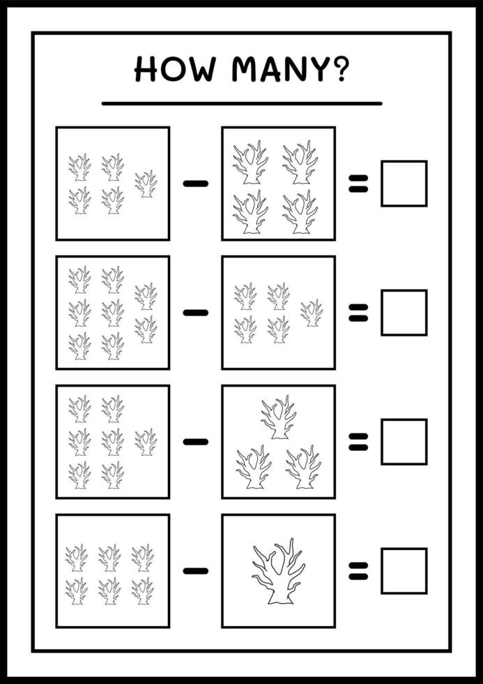 combien d'arbre mort, jeu pour enfants. illustration vectorielle, feuille de calcul imprimable vecteur