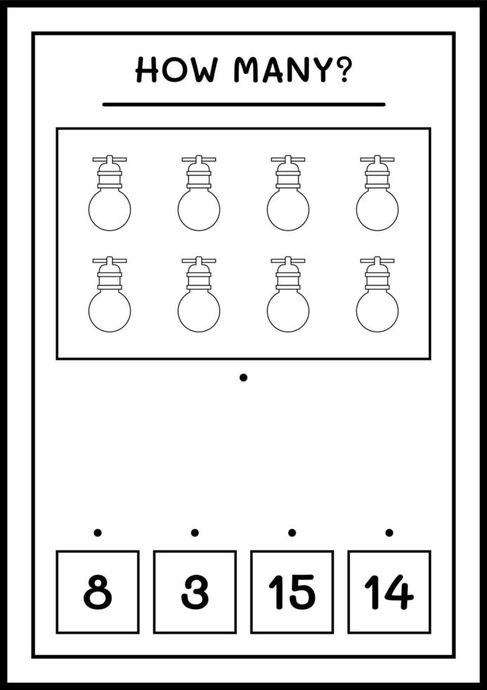 combien de lumières de noël, jeu pour enfants. illustration vectorielle, feuille de calcul imprimable vecteur