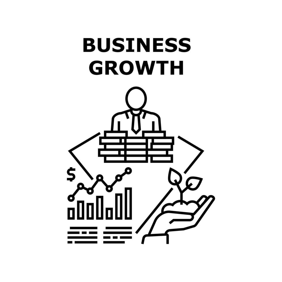 illustration noire de concept de vecteur de croissance d'entreprise