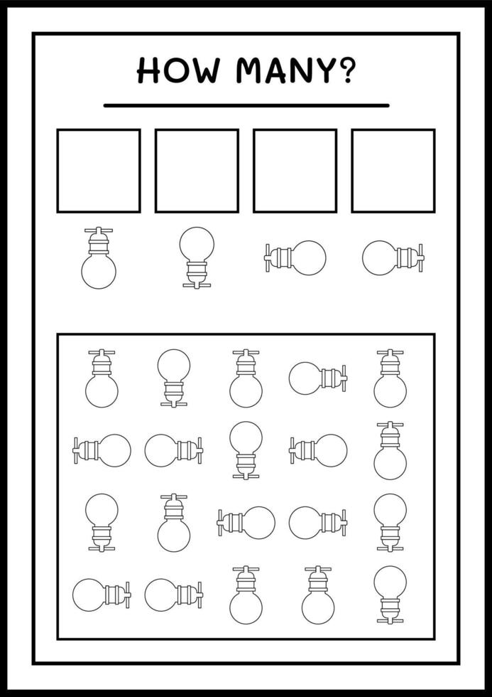 combien de lumières de noël, jeu pour enfants. illustration vectorielle, feuille de calcul imprimable vecteur