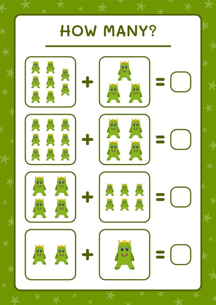 combien de monstre, jeu pour enfants. illustration vectorielle, feuille de calcul imprimable vecteur