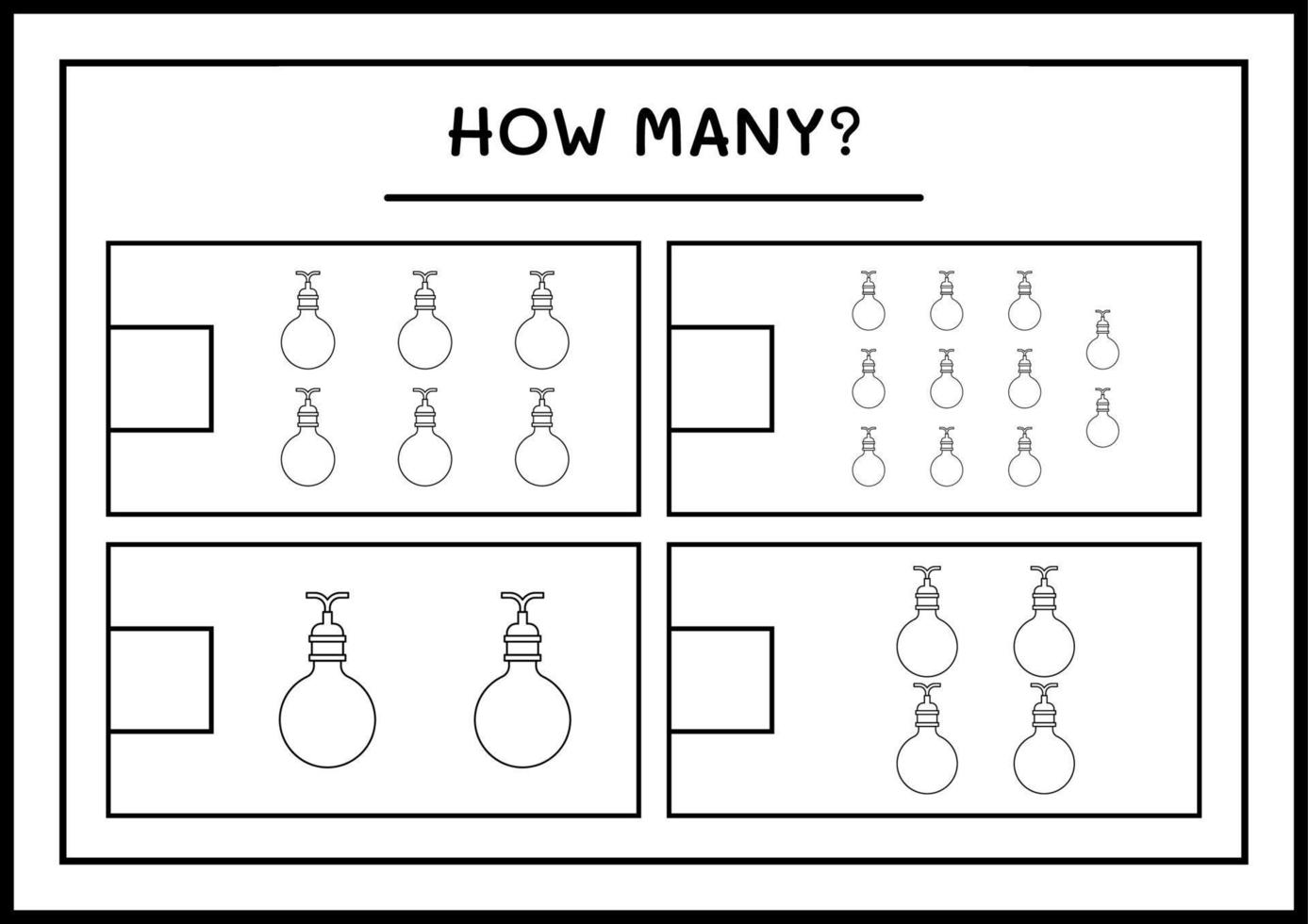 combien de lumières de noël, jeu pour enfants. illustration vectorielle, feuille de calcul imprimable vecteur