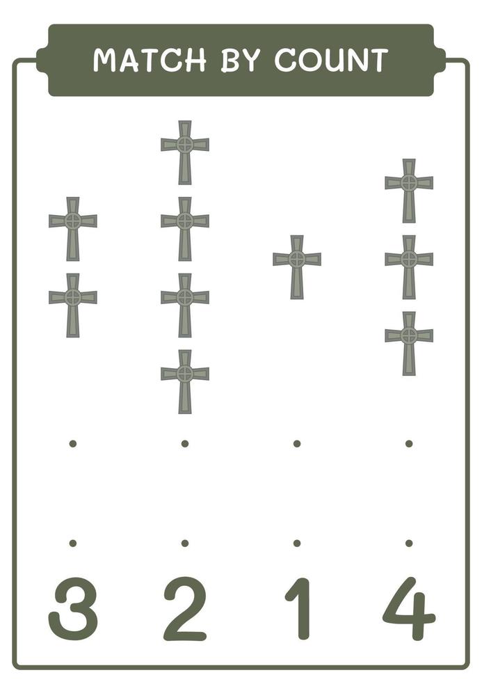 match par compte de croix chrétienne, jeu pour enfants. illustration vectorielle, feuille de calcul imprimable vecteur