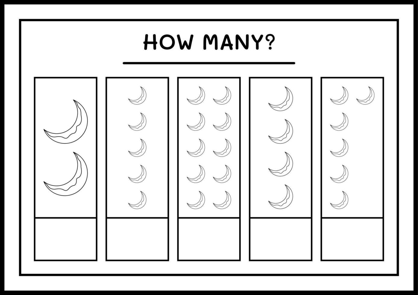 combien de lune, jeu pour enfants. illustration vectorielle, feuille de calcul imprimable vecteur