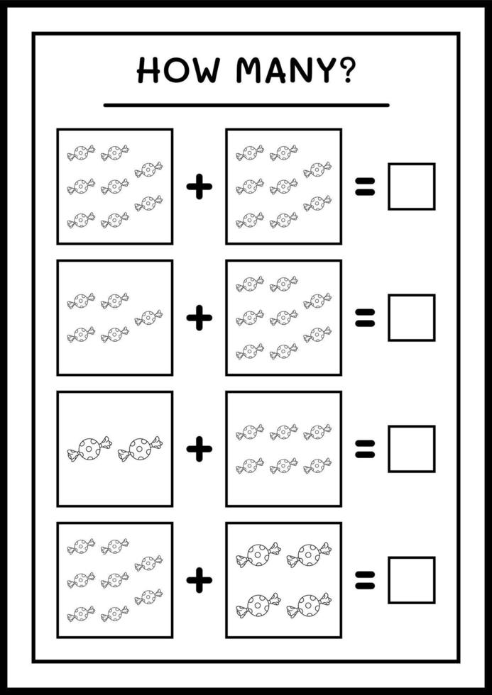 combien de bonbons de noël, jeu pour enfants. illustration vectorielle, feuille de calcul imprimable vecteur