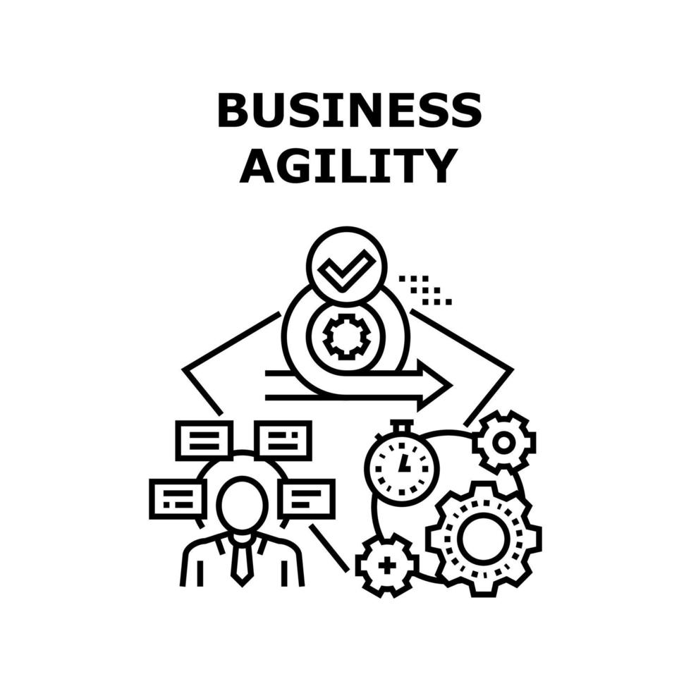 illustration noire de concept de vecteur d'agilité d'entreprise