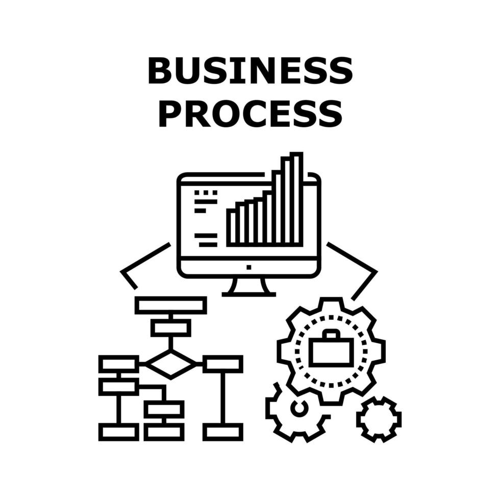 illustration noire de concept de vecteur de processus métier