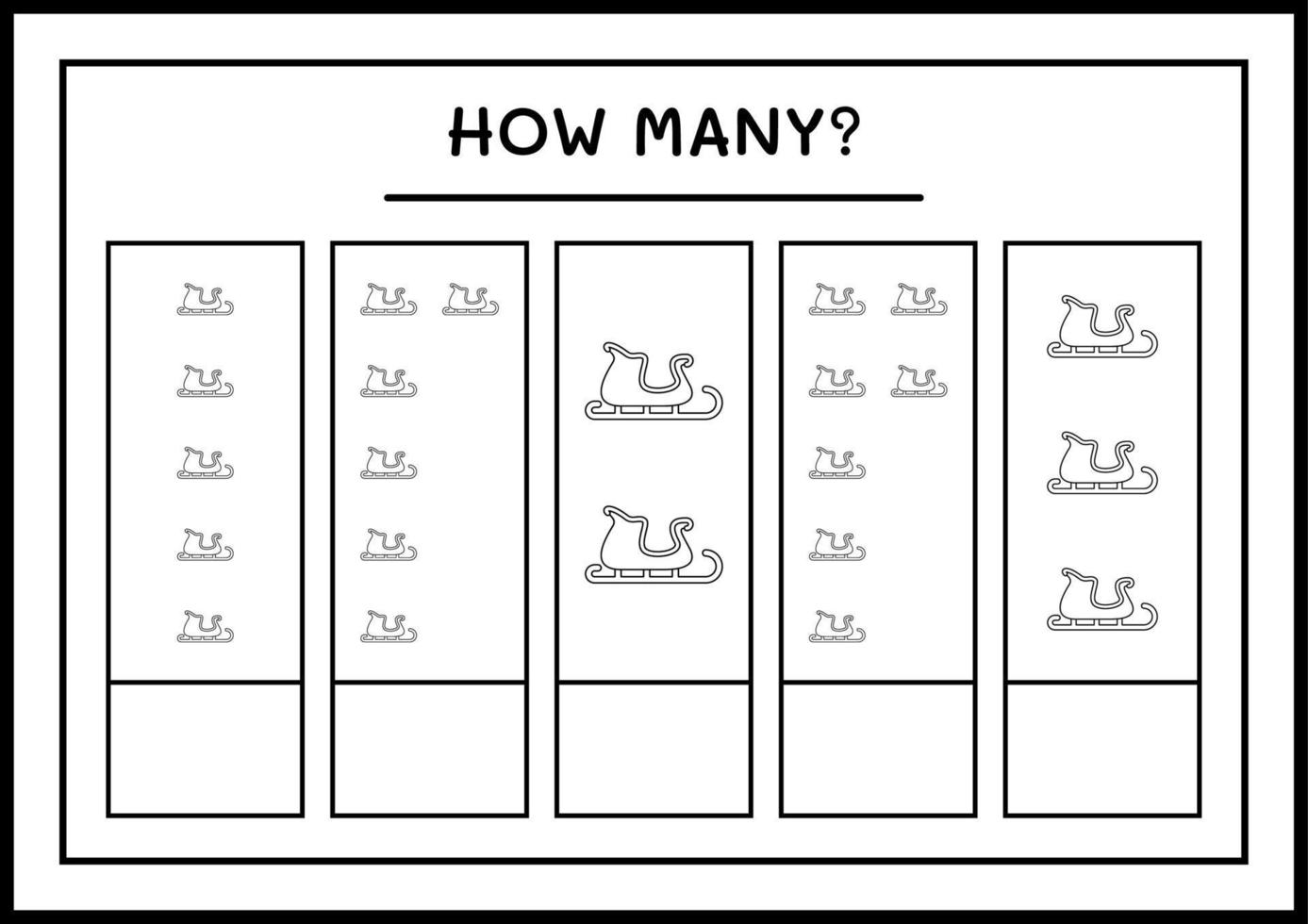 combien de traîneau du père noël, jeu pour les enfants. illustration vectorielle, feuille de calcul imprimable vecteur