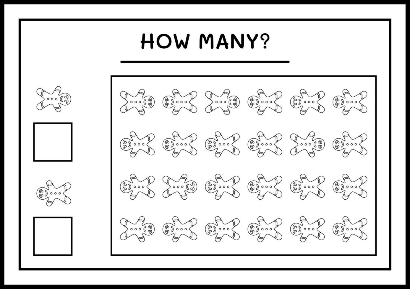 combien de biscuits au pain d'épice, jeu pour les enfants. illustration vectorielle, feuille de calcul imprimable vecteur