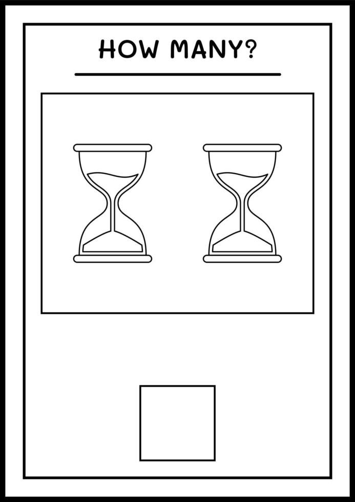 combien de sablier, jeu pour enfants. illustration vectorielle, feuille de calcul imprimable vecteur