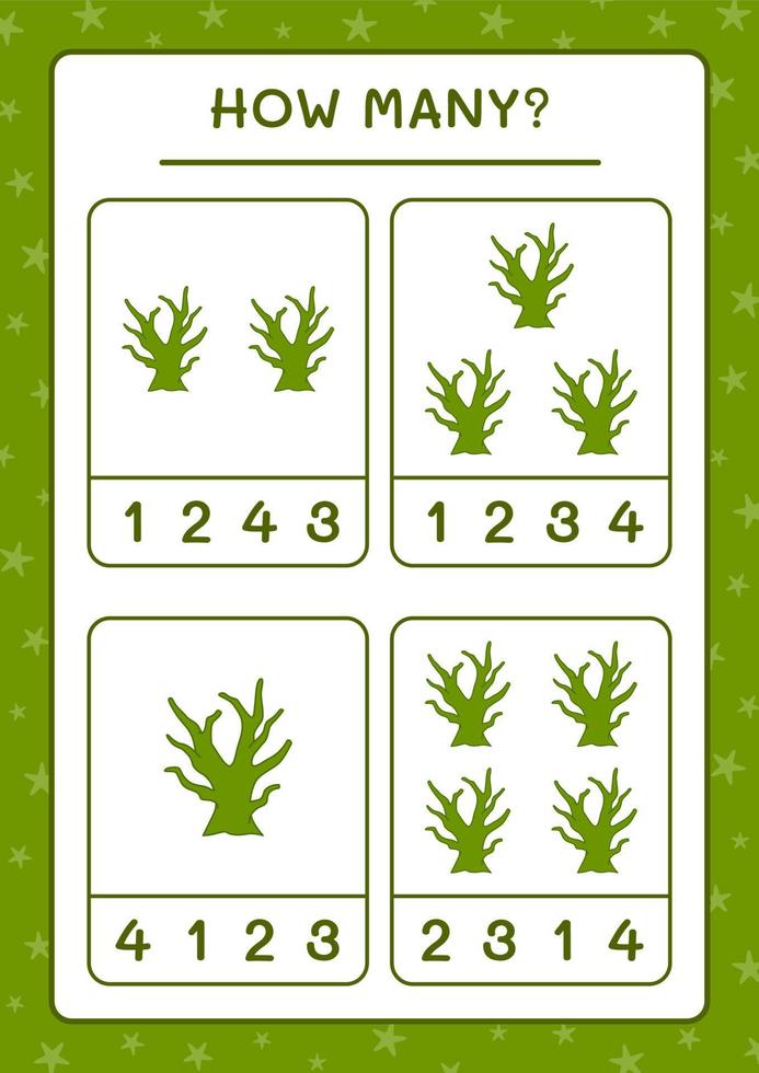 combien d'arbre mort, jeu pour enfants. illustration vectorielle, feuille de calcul imprimable vecteur