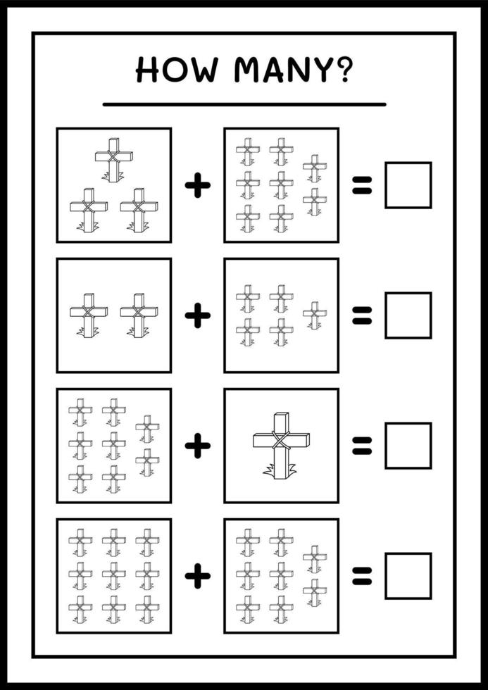 combien de sainte croix, jeu pour enfants. illustration vectorielle, feuille de calcul imprimable vecteur