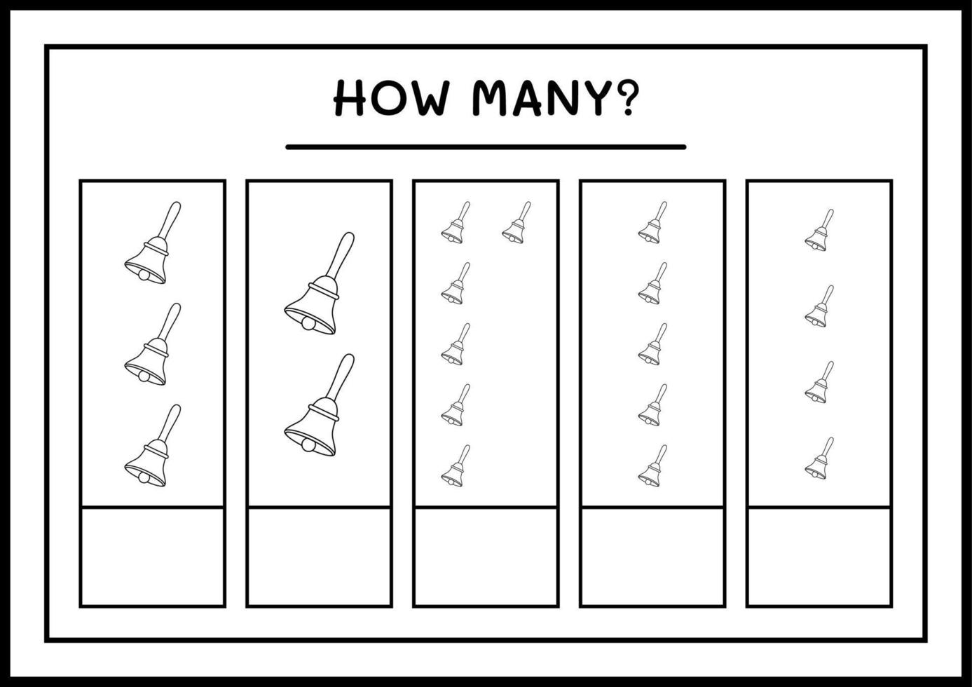 combien de cloche de noël, jeu pour enfants. illustration vectorielle, feuille de calcul imprimable vecteur