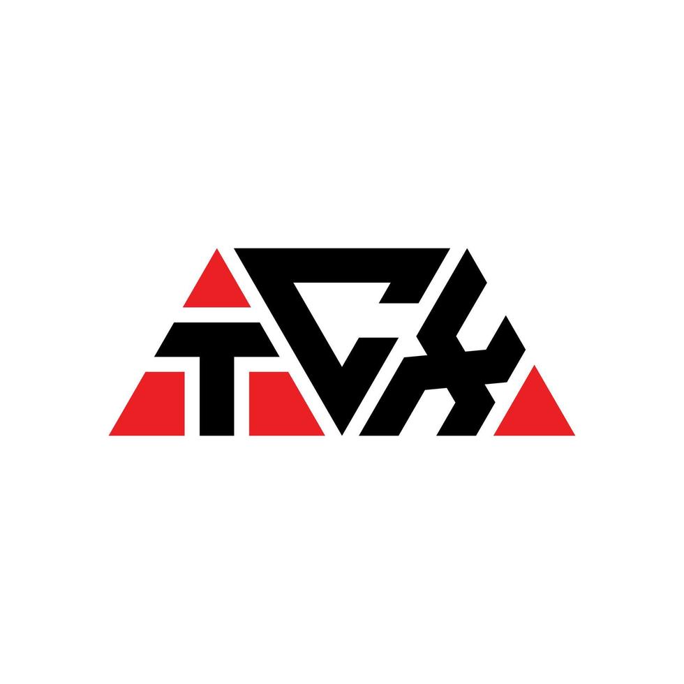 création de logo de lettre triangle tcx avec forme de triangle. monogramme de conception de logo triangle tcx. modèle de logo vectoriel triangle tcx avec couleur rouge. logo triangulaire tcx logo simple, élégant et luxueux. tx