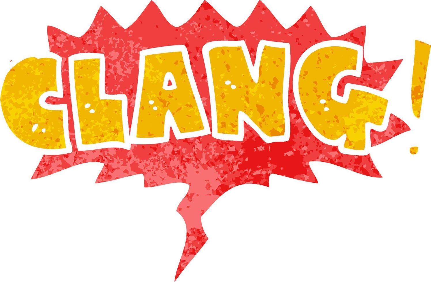 dessin animé mot clang et bulle de dialogue dans un style texturé rétro vecteur