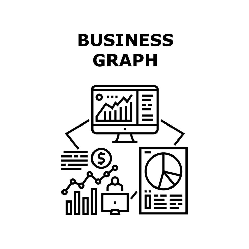 illustration noire de concept de vecteur de graphique d'affaires