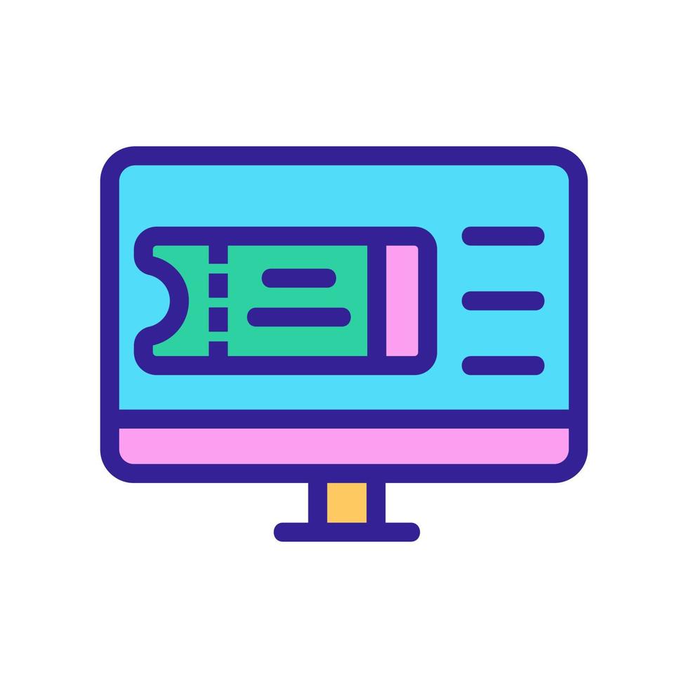 vecteur d'icône de moniteur de billet d'avion. illustration de symbole de contour isolé