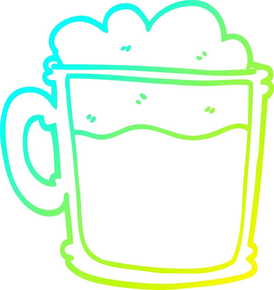 ligne de gradient froid dessinant une tasse de dessin animé de mûre vecteur