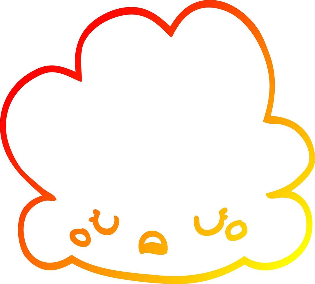 ligne de gradient chaud dessinant un nuage de dessin animé vecteur